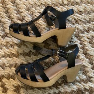 Black Clog Heel Sandals